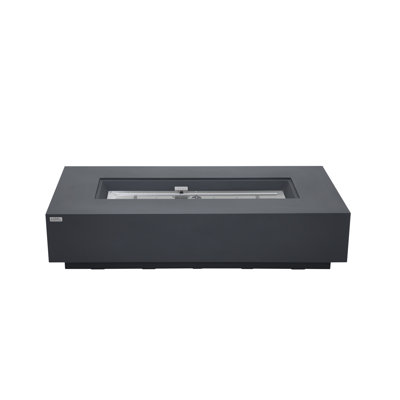 Savanah 72" Rectangular Concrete Outdoor Fire Pit Table with Lava Rocks & Protective Cover