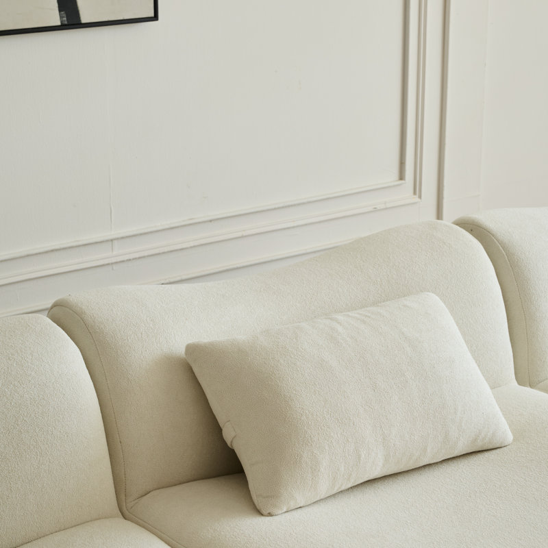 Canapé modulaire moderne 78 po, canapé convertible Sherpa, Tissu beige