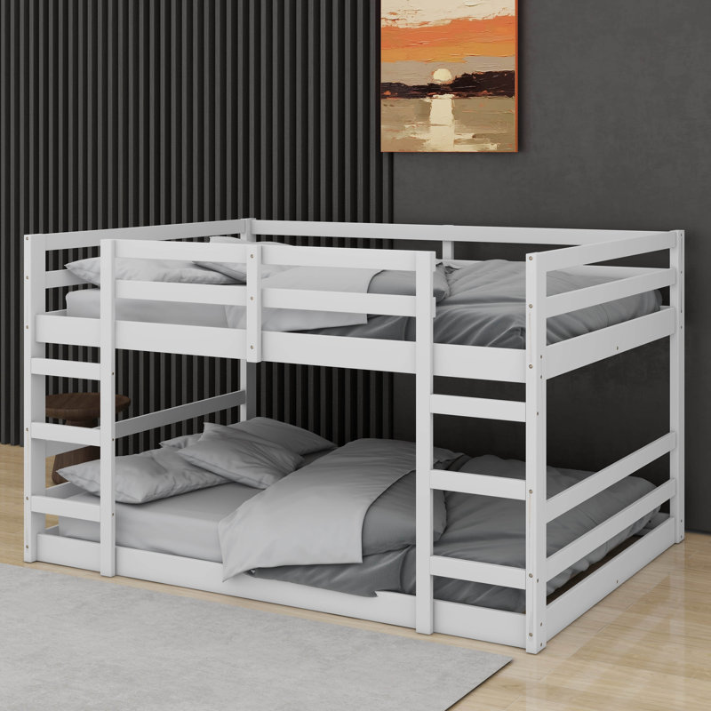 Full Over Full Bunk Bed With 2 Ladders, White