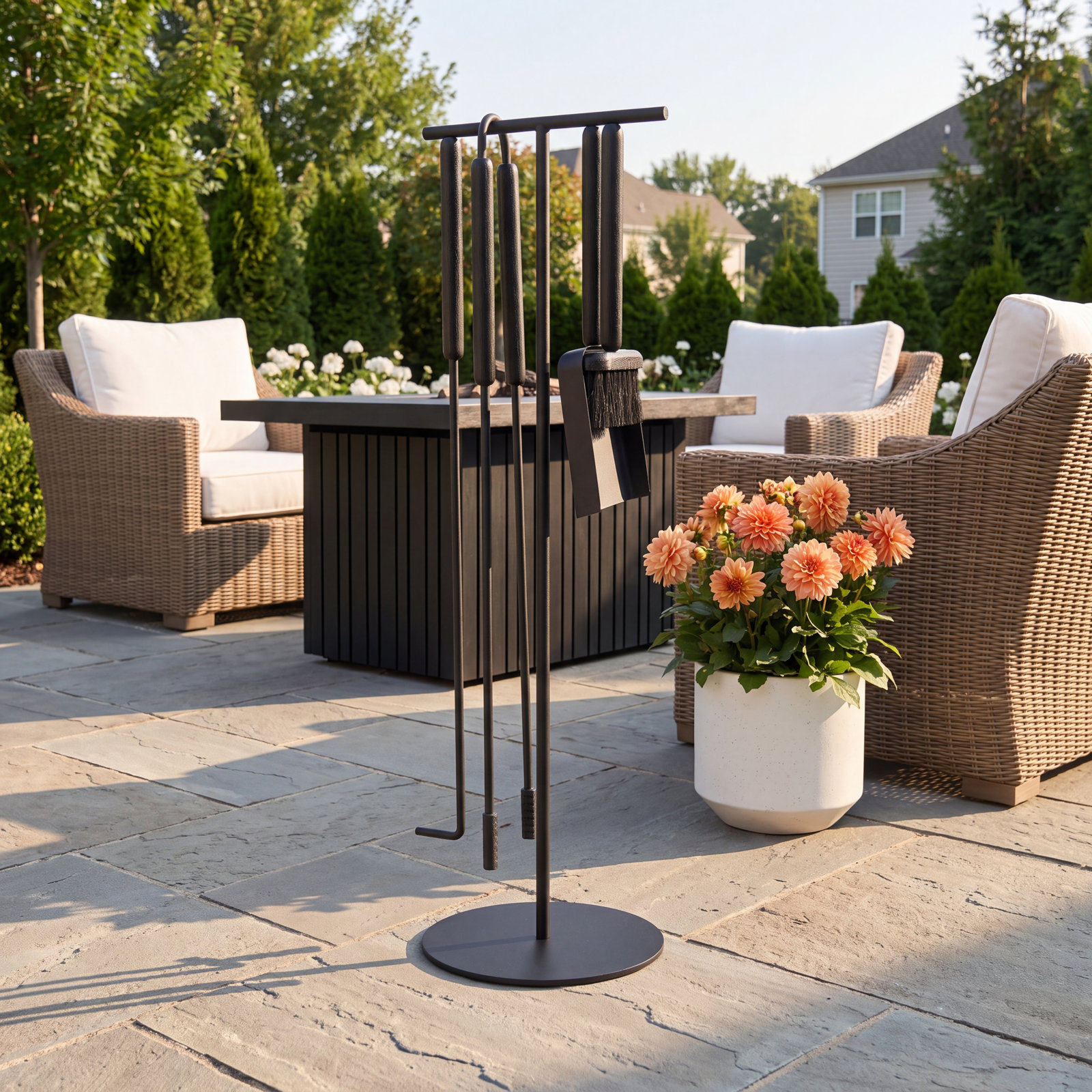 Ashi 5-Piece Fireplace Tool Set, Black