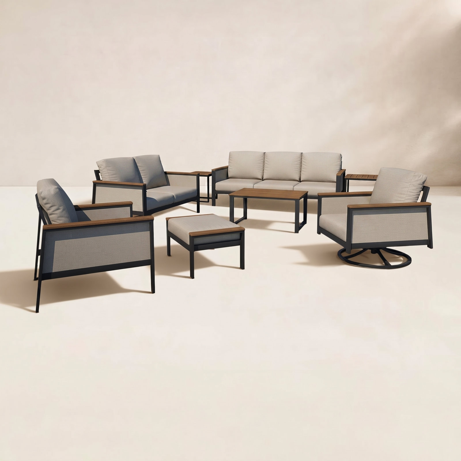 Townsend 8-Person Patio Seating Group, Cast Silver