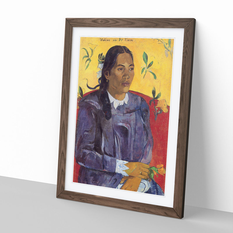 Seated Woman Vol.2 by Paul Gauguin - Picture Frame Painting, Walnut Framed, 48cm H x 36cm W x 2cm D