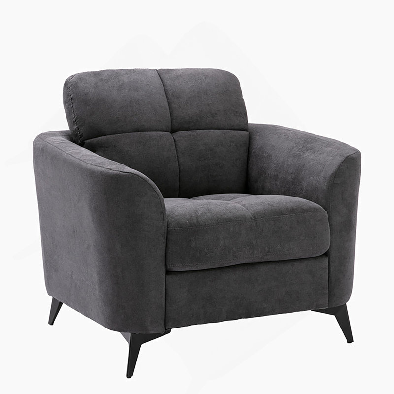 Chaise l 39 po en tissu gris, Gris