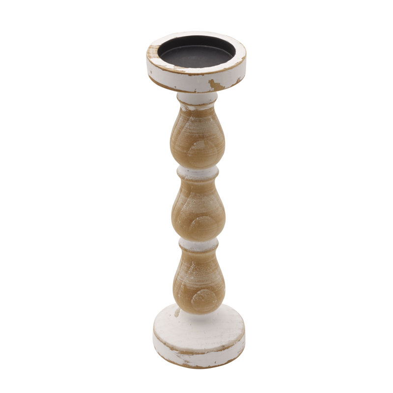 Elements 13.4 in. Wood Tabletop Candlestick
