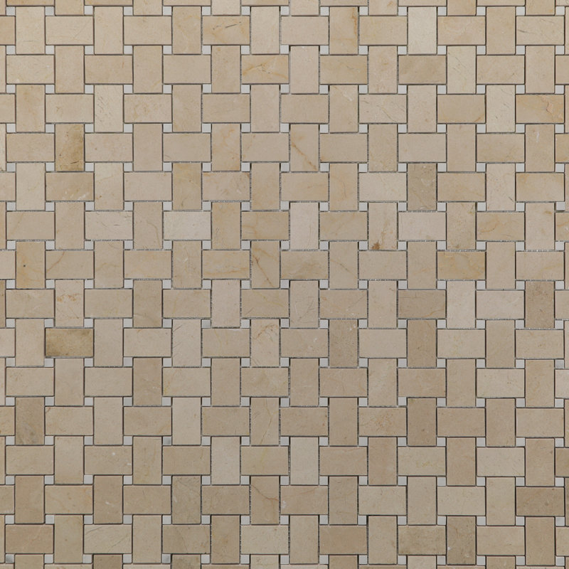 Carreau de mosaïque en marbre Agna, Crème polie / gris