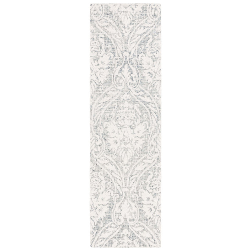 Tapis abstrait ivoire / gris Ladwige 204, Tapis de couloir 2 pi 3 po x 8 pi