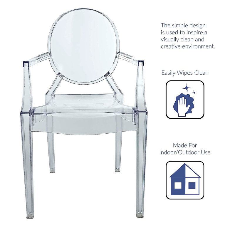 Aaron King Louis Back Arm Chair set, Clear, 2