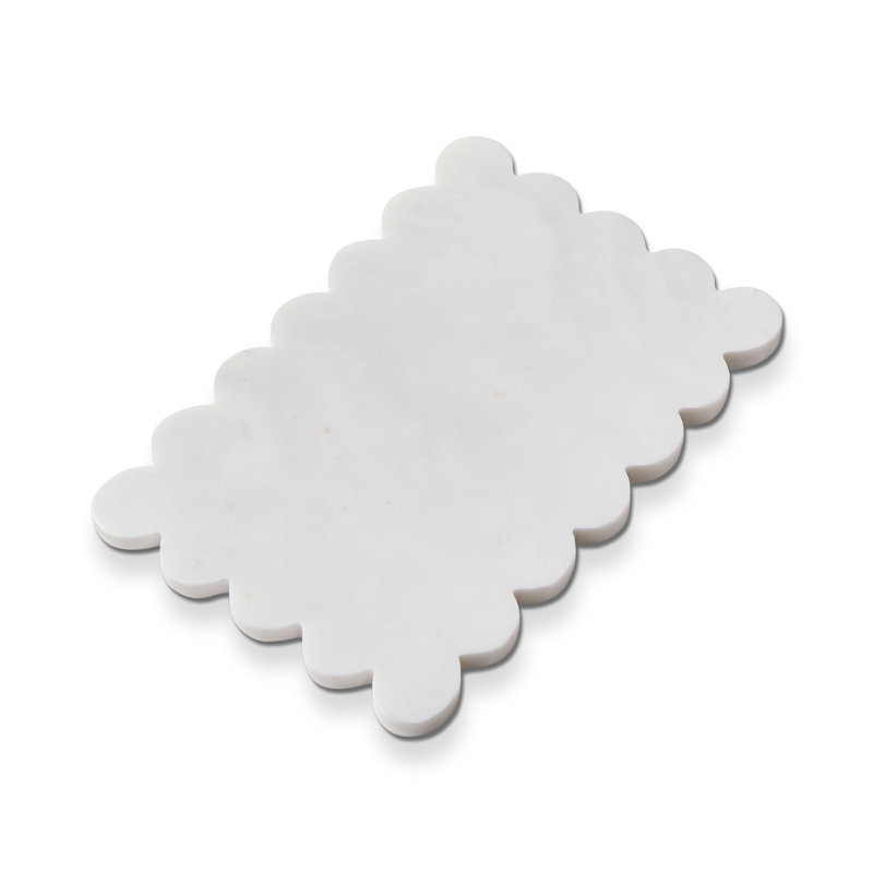 Scalloped Rectangle Marble Board White Everyday