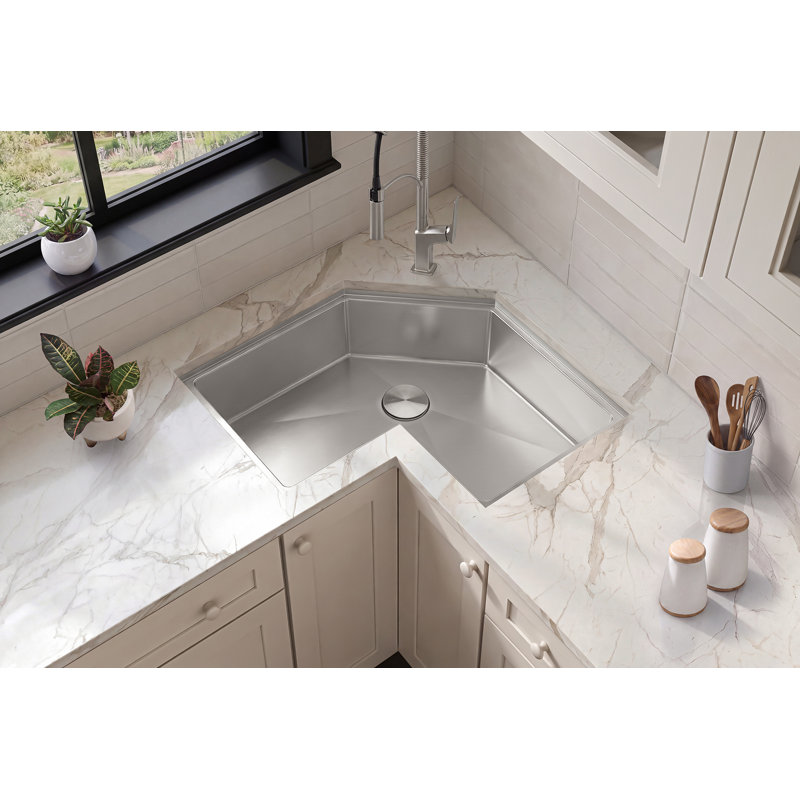 Ruvati Roma Pro Corner Workstation Stainless Steel Undermount Kitchen Sink