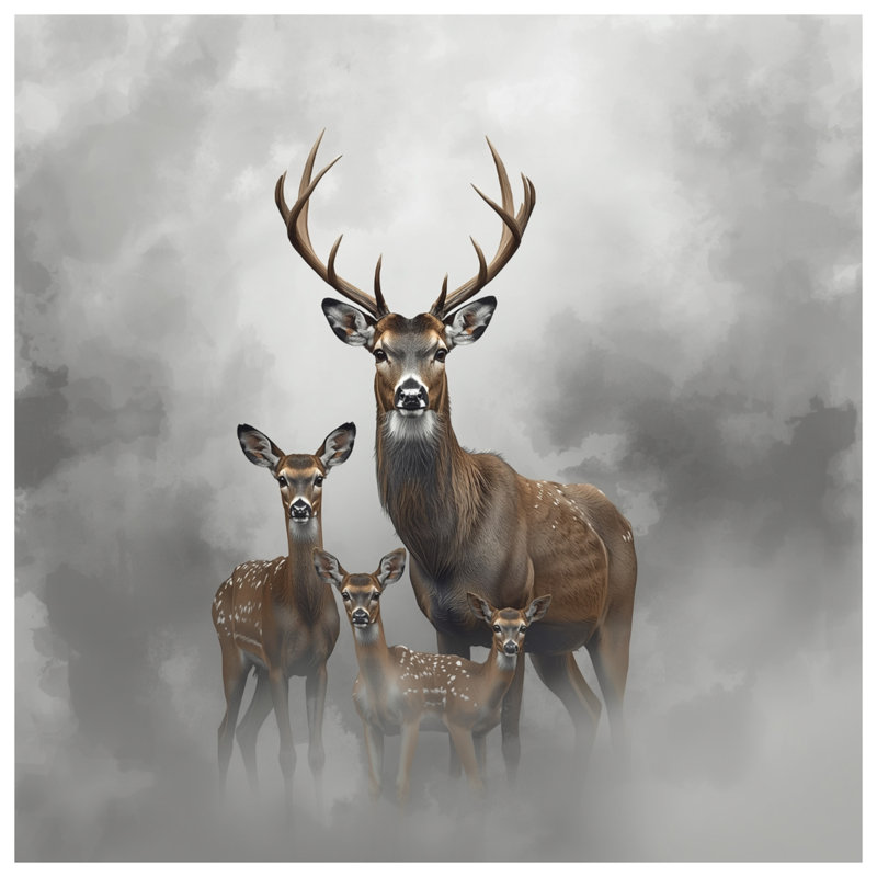 Édredon Deer Family In Fog, Simple extra long