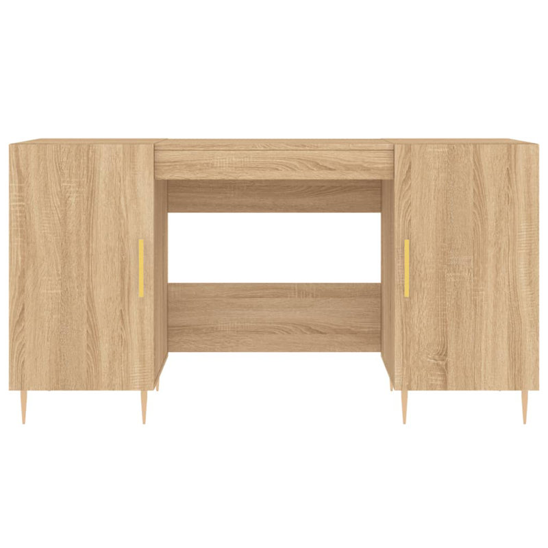 Fidler Metal Base Writing Desk, Sonoma Oak/Gold