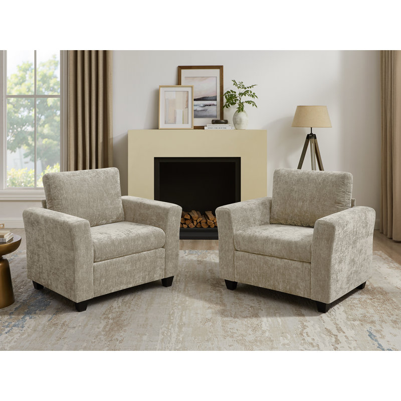 40.35'' Upholstered Accent Chair (Set Of 2), Camel