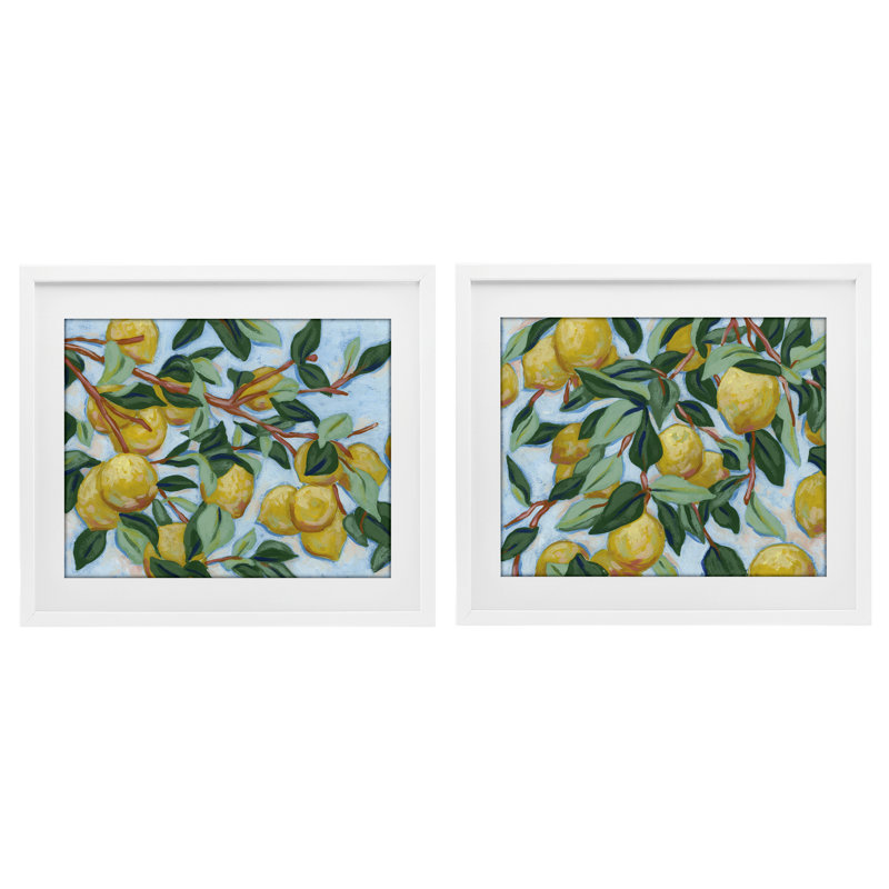 «Sunshine Lemon Tree», ensemble de 2 impressions encadrées sous verre, design par June Erica Vess, H 13 po x l 16 po