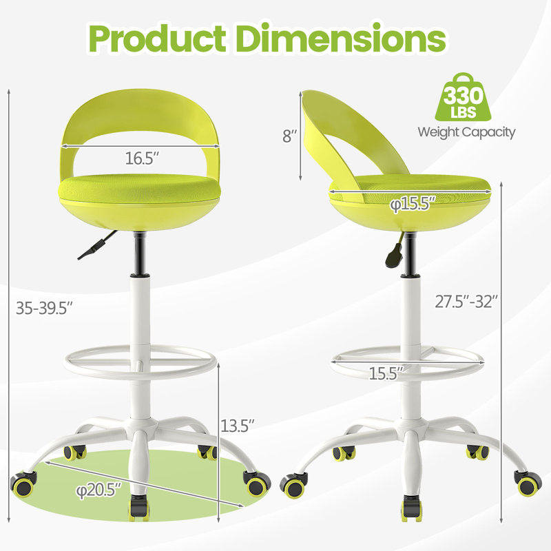 Fauteuil de bureau à roulettes Gymax
