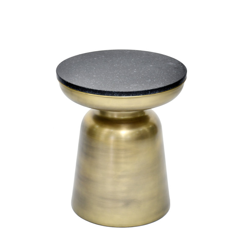 Table d'appoint Modern Luxe avec plateau en granite, Laiton antique