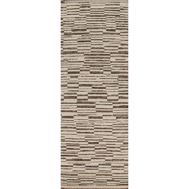Tapis de couloir oriental à rayures marocaines 4 x 14