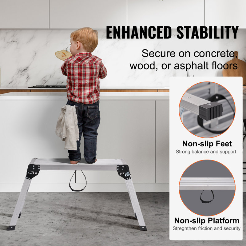 Heavy Duty Silver Aluminum Folding Step Stool