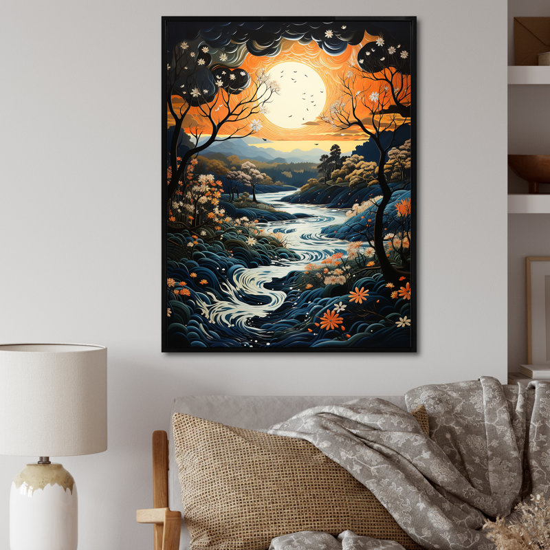 Cymbre, rivière Orange, eaux argentées II, Cadre flottant noir, H 20 po x l 12 po x P 1 po