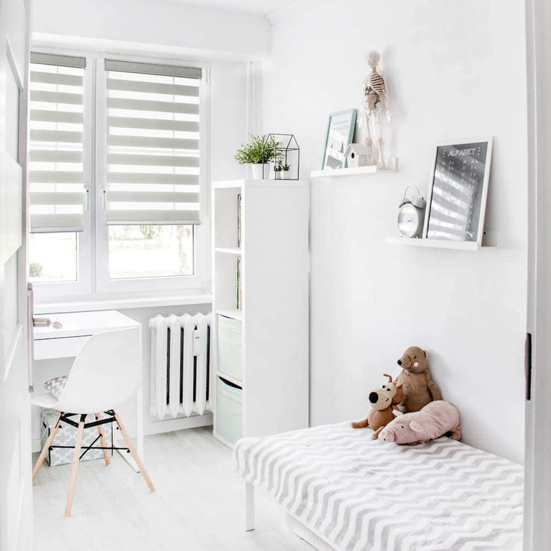 Store enroulable semi-transparent sans cordon, L 34 po x L 72 po, Gris argenté