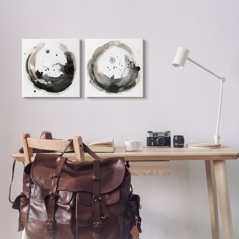 «Urban Infinity Abstract Circles» par Stella Chang - ensemble de 2 peintures, H 17 po x l 34 po x P 1,5 po, Toile tendue