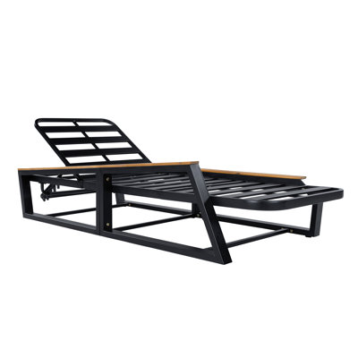 Chaise longue ajustable 5 positions avec accoudoirs en bois d'acacia Orlenae Modern Coastal