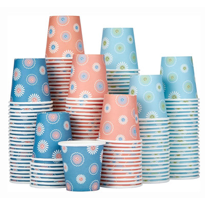3 oz Daisy Paper Cups 300 Pack,Disposable Drinking Mini Cups for Party