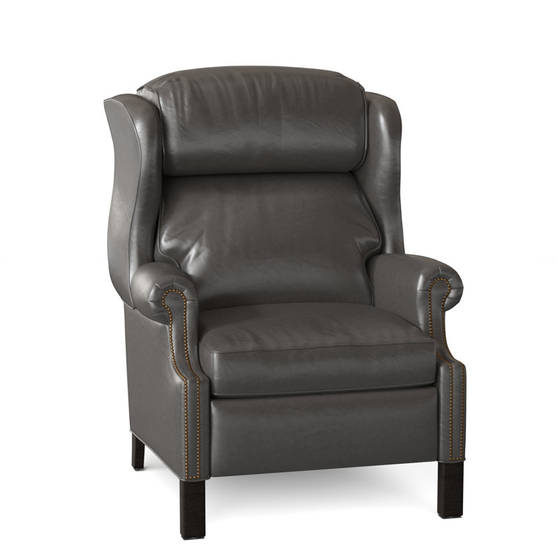 Chippendale Recliner, Outsider Raven Genuine Leather, Cobblestone, #9 French Natural