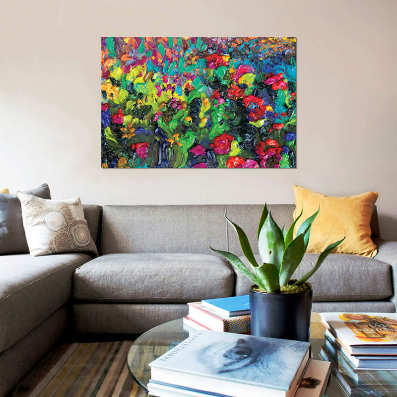 « dc 046 » par iris scott abstracts, impression sur toile, H 18 po x l 26 po x P 1,5 po, Toile avec cadre noir, Pas de tapis