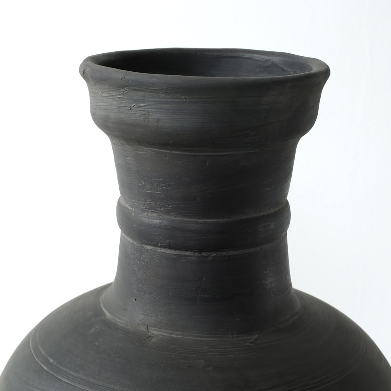 Approx.16" Earthy Gray Pottery Vase Globular Shape