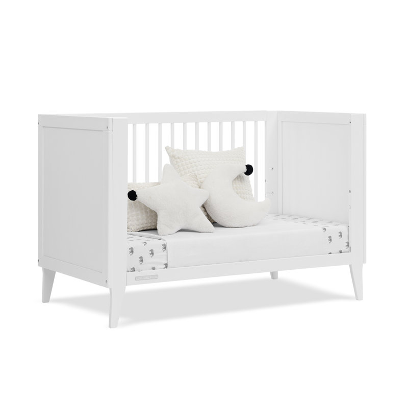 Bianca White Mid-Century Modern 4-in-1 Convertible Crib