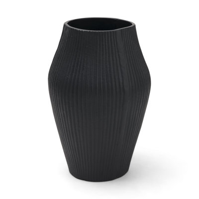 Vase cannelé en métal noir mat Patine