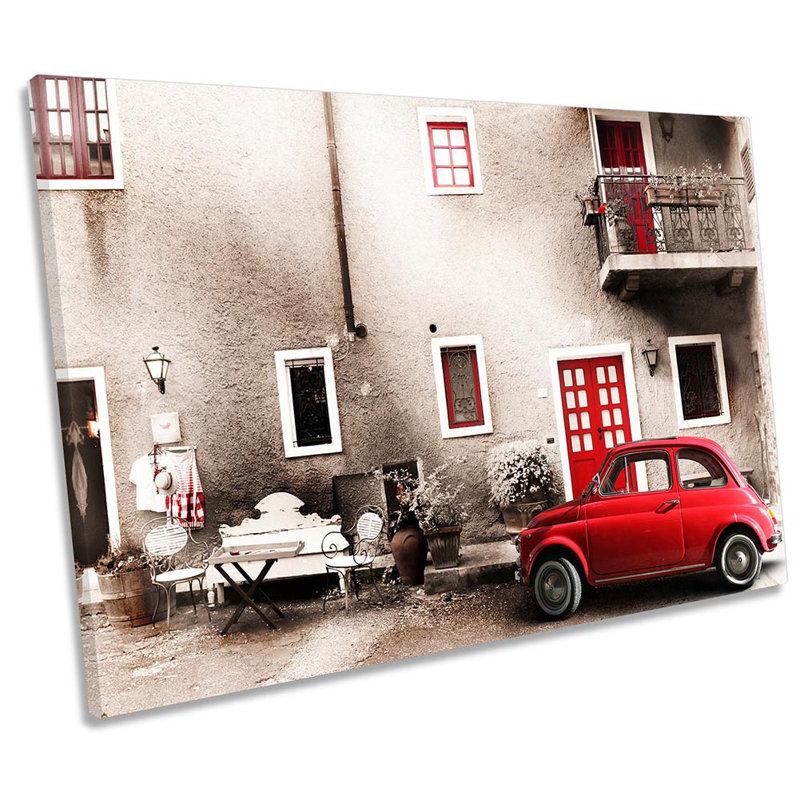 Red Car Italy Vintage - Wrapped Canvas Print, 30.5cm H x 45.7cm W x 2cm D