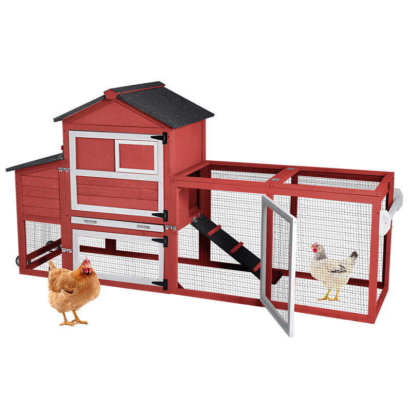  Poulailler mobile avec roulettes et nichoir pour poulailler extensible avec plateau coulissant étanche et panneau de toit résistant aux rayons UV