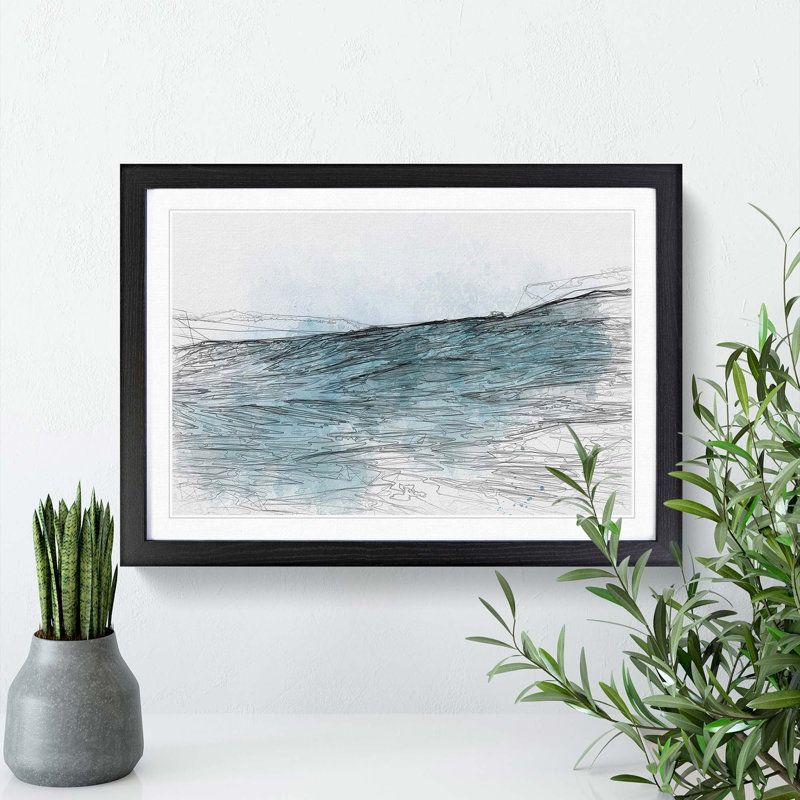 Ocean Wave in Morocco in Abstract - Picture Frame Graphic Art Print, 27cm H x 36cm W x 2cm D, Black Framed