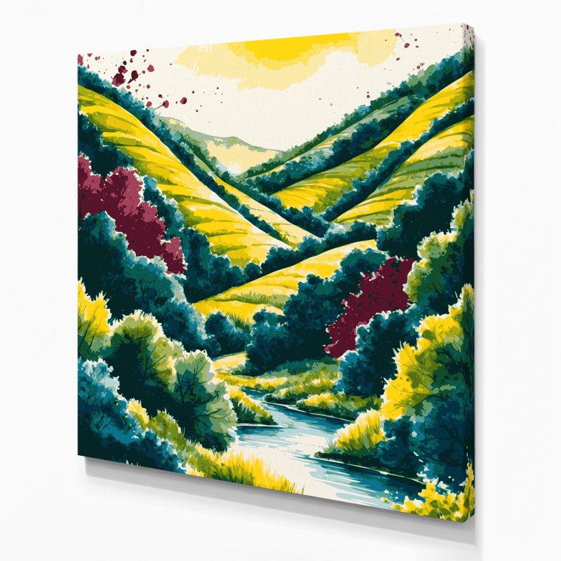 «Watercolor Landscape 24 Yellow», art mural sur toile