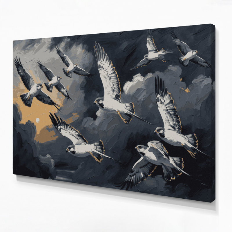 «Birds Northern Harrier», art mural sur toile grise, H 20 po x l 30 po