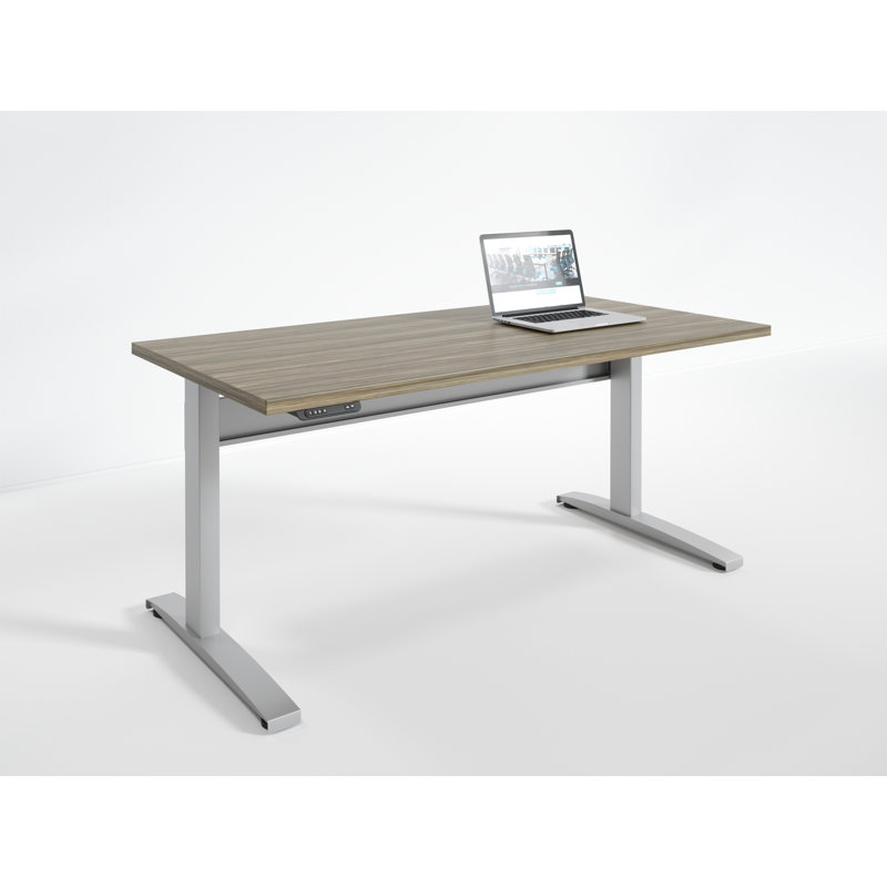 Danette Adjustable Metal Base Standing Desk, Stromboli/Silver, 47" H x 60" W x 24" D