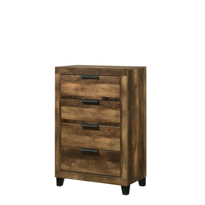 Commode 4 tiroirs Bari en chêne rustique