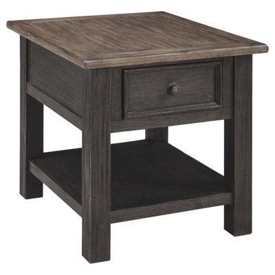 Table de bout en bois massif avec rangement Kaelea