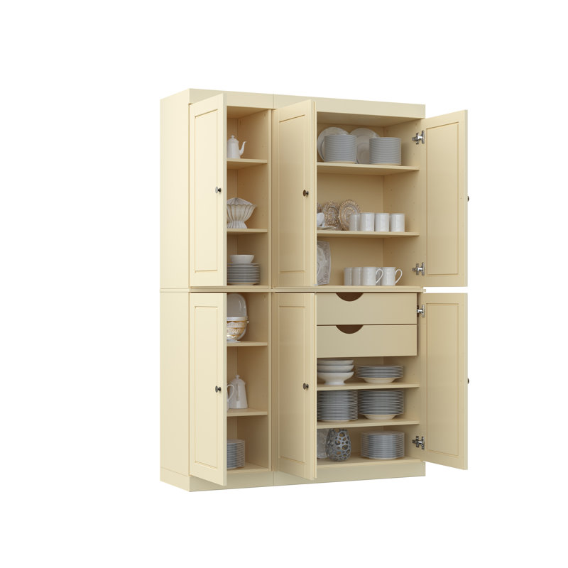 Niculae 100% Solid Wood Tall Kitchen Pantry Cabinet with Doors & 2 Drawers, Adjustable Shelves, Modular Kitchen Storage Cabinet, 48.5" W x 71.5" H