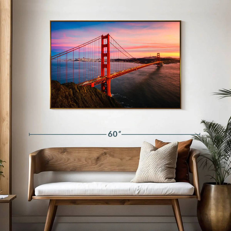 Golden Gate, 46 po x 31 po, Cadre flottant doré