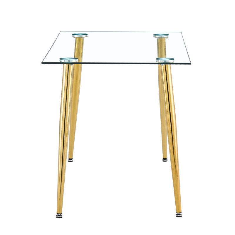 PIED DE TABLE POUR GT-02, GOLDEN LEG, table de salle à manger rectangulaire moderne en verre minimaliste, plateau de table en verre transparent et pieds en métal galvanisé, convient aux cuisines, aux restaurants et aux salons
