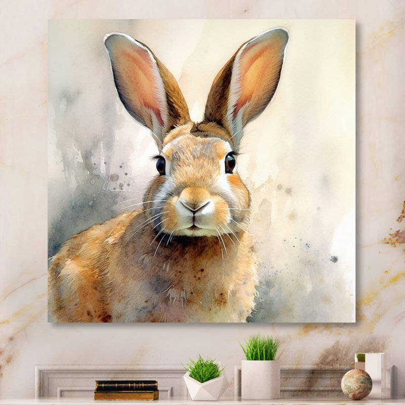 Sweet Rabbit II - Lapin, art mural, Toile tendue, H 30 po x l 30 po x P 1 po