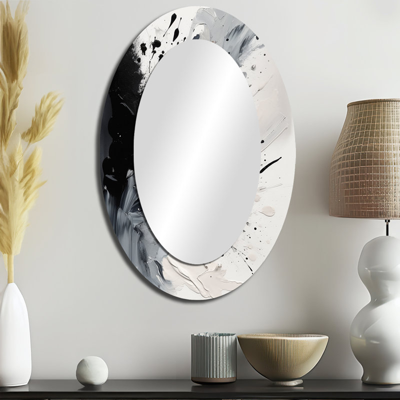Miroir mural moderne noir texturé Splash Paint Art IV, 36 po x 24 po
