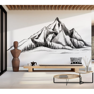 Murale pelez et collez de qualité supérieure - Croquis de montagne