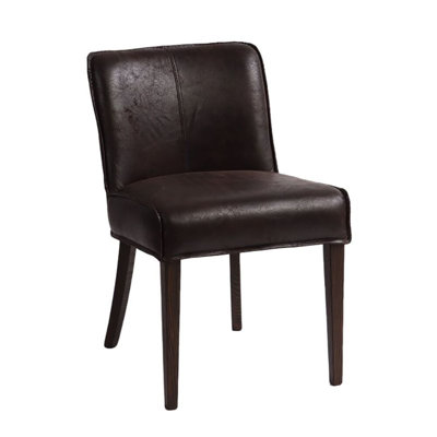 Naheeda Dining Chair In Dark Brown Leather With Matte Brown Legs