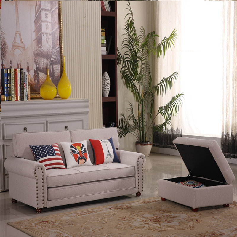 American Light Luxury Sofa Bed, Beige