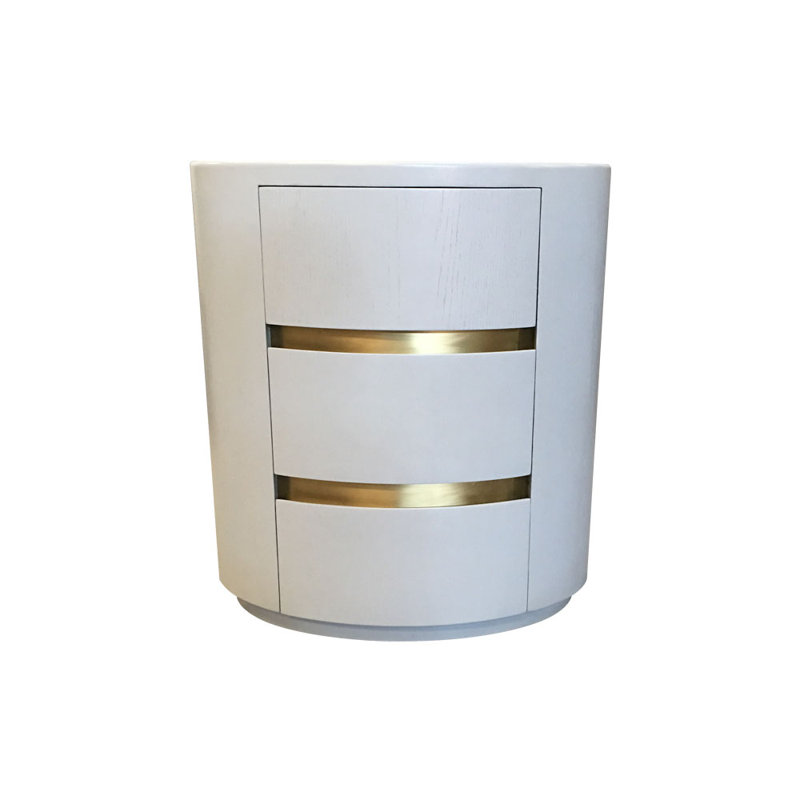 Auguster 60cm W Solid Wood Bedside Table, Light Grey
