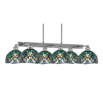 Edge 6 Light Bar Shown With 7" Turquoise Cypress Art Glass