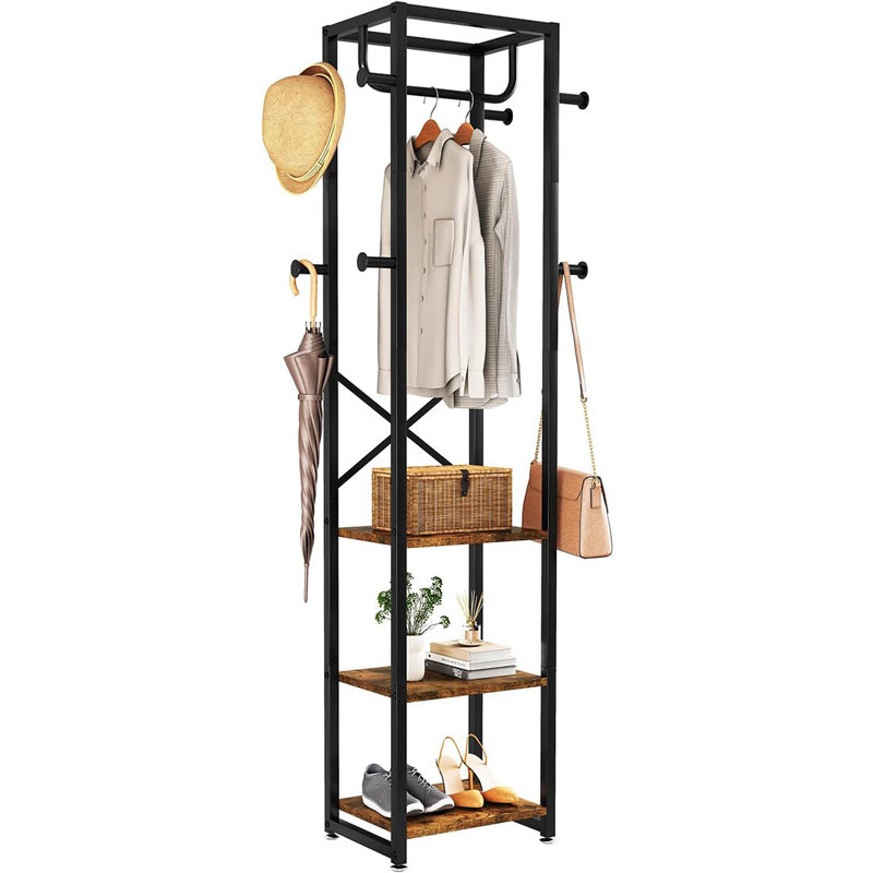 Freestanding 8 - Hook Coat Rack, Rustic Brown